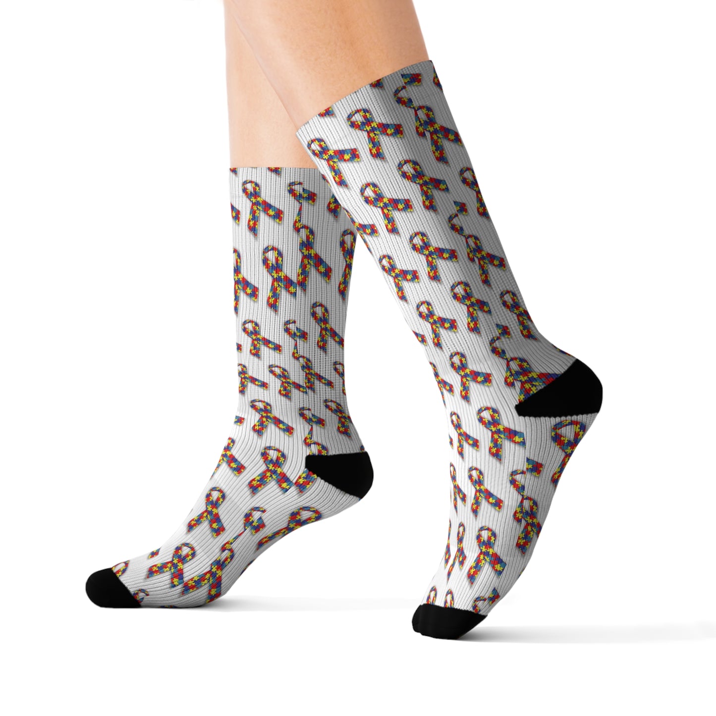 Colorful Awareness Ribbon Sublimation Socks - Perfect Gift for Supporters