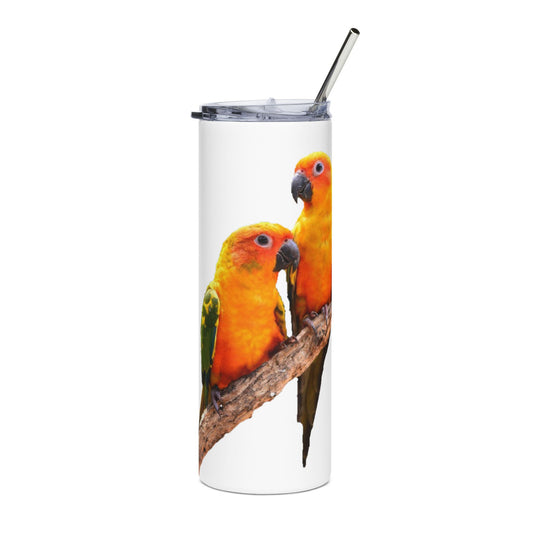 Colorful Parrot Stainless Steel Tumbler - 20oz Travel Mug with Straw