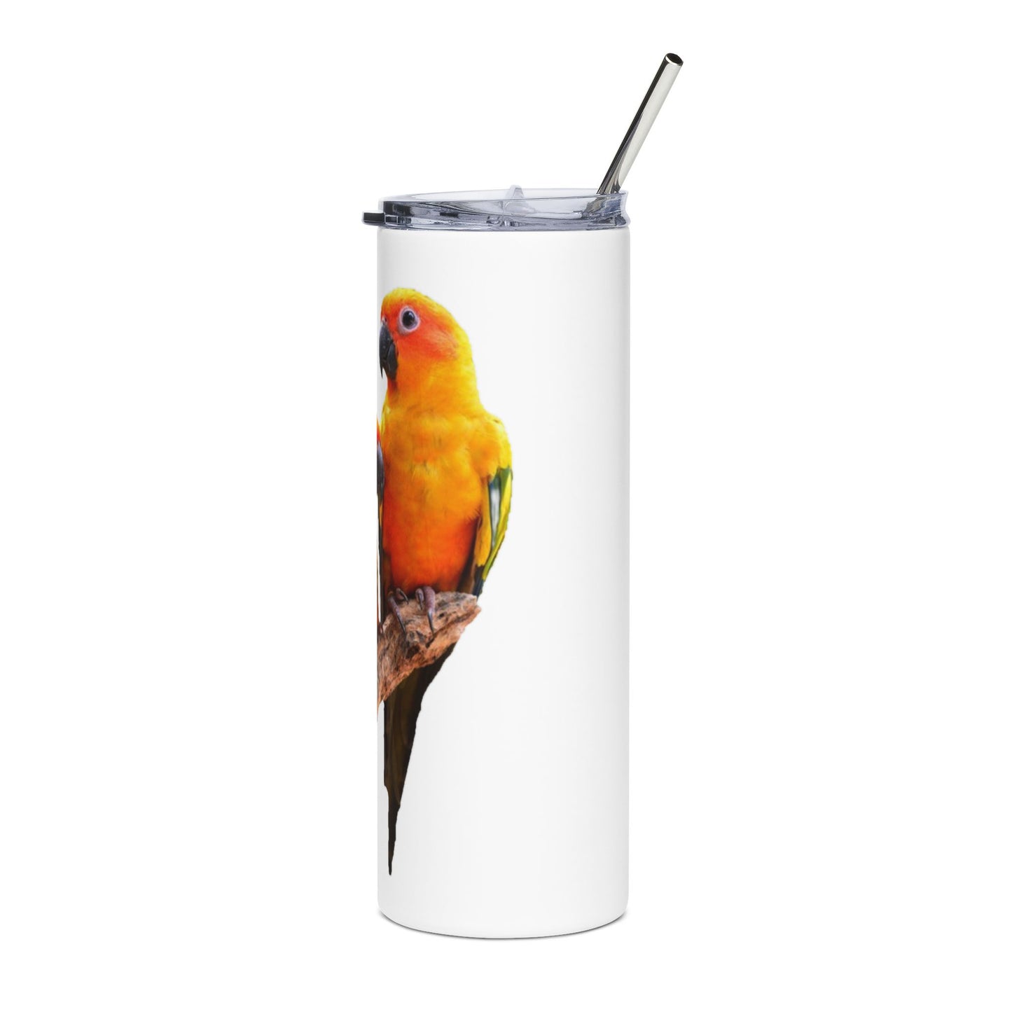 Colorful Parrot Stainless Steel Tumbler - 20oz Travel Mug with Straw